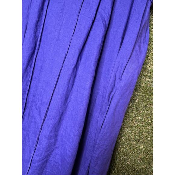 Aspesi Linen Maxi Dress Blue V-Neckline Relaxed Fit Casual Summer Size S Small - Picture 3 of 13